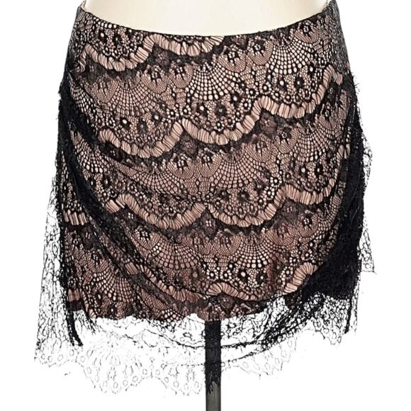 Free People Zoey Lace Mini Skirt Women’s 12 Black Blush Whimsygoth Romantic NEW - Picture 2 of 7